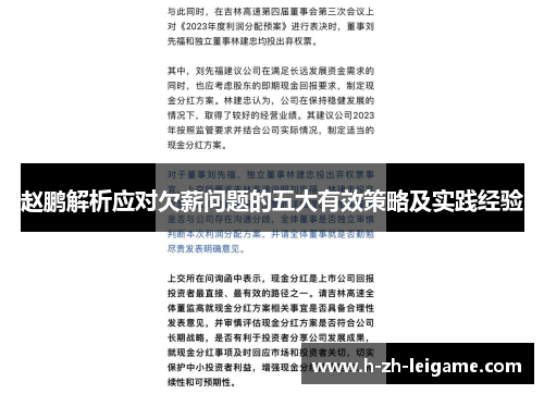 赵鹏解析应对欠薪问题的五大有效策略及实践经验 赵鹏解析应对欠薪问题的五大有效策略及实践经验