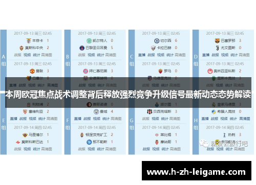 本周欧冠焦点战术调整背后释放强烈竞争升级信号最新动态态势解读 本周欧冠焦点战术调整背后释放强烈竞争升级信号最新动态态势解读